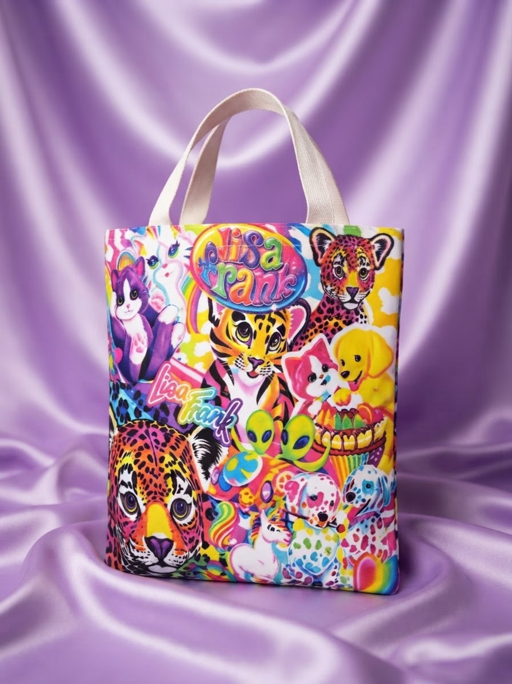 Lisa Frank Bright Multicolor Animal Pop Tote Bag